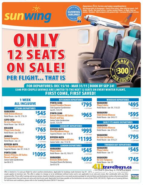 sunwing vacations seat booking.